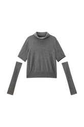 Women's Knit Sweater with Detachable Sleeves